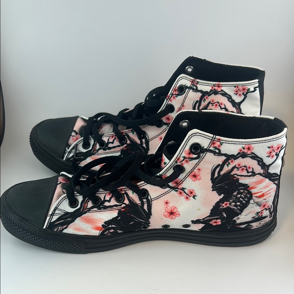 Raad Shop High-Top Sneakers. Warrior pink cherry blossom design. Never worn
